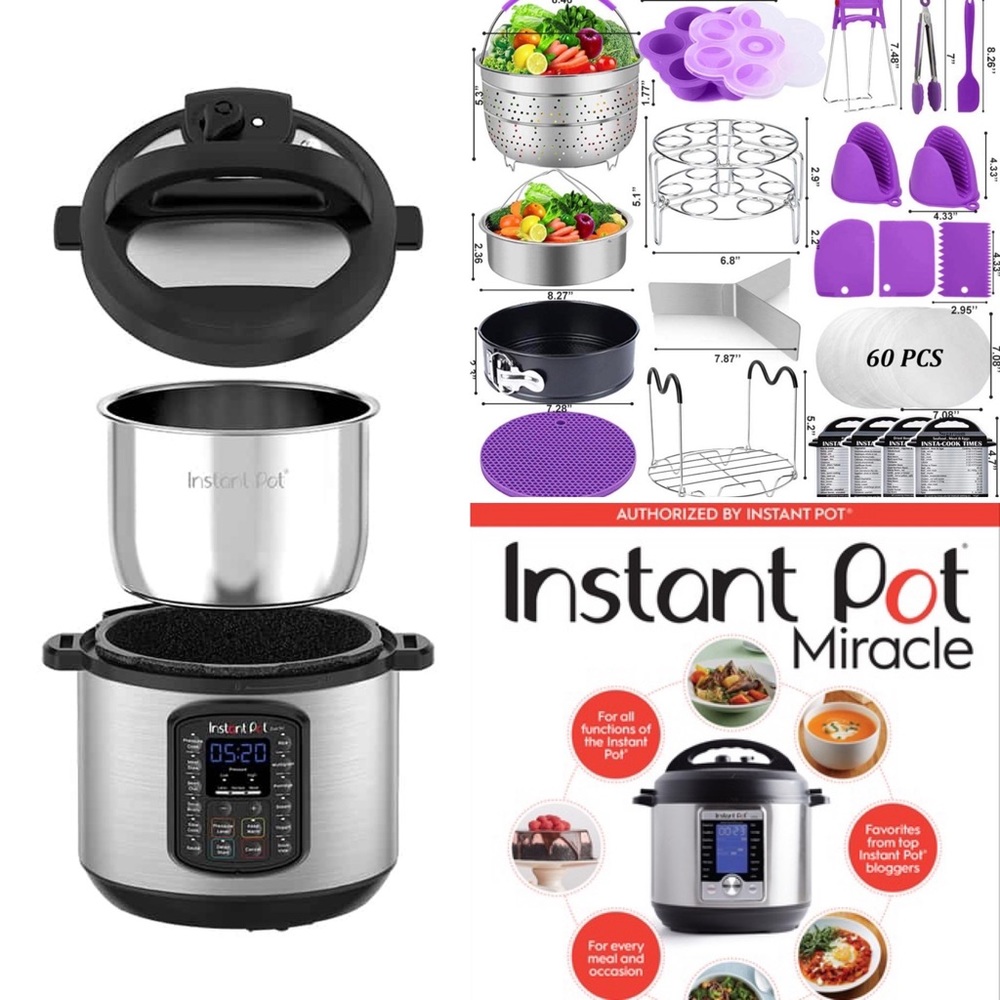 Instant Pot Bundle: NIB - DUOSV 6qt Multi-Use + 100pc Accessories + Cook Book